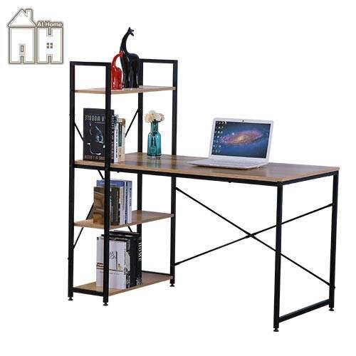 【ATHOME】簡約設計4尺木面黑色書架型書桌/電腦桌/工作桌(120X60X119)艾美