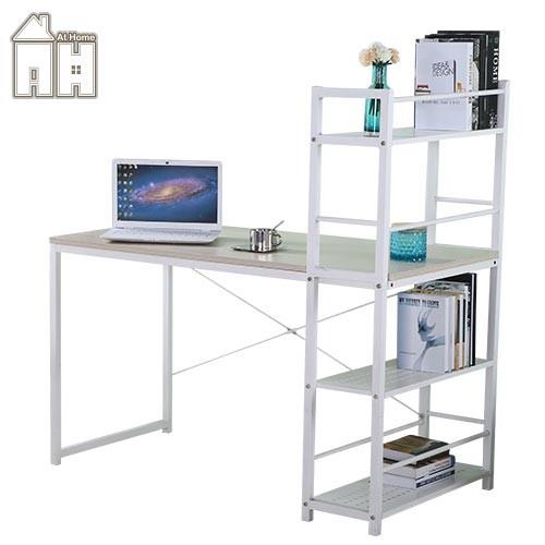 【ATHOME】簡約設計4尺木面白色書架型書桌/電腦桌/工作桌(120X60X119)艾美