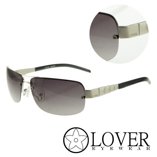 【Lover】半框黑色銀框精品太陽眼鏡(9117-63-15-115)