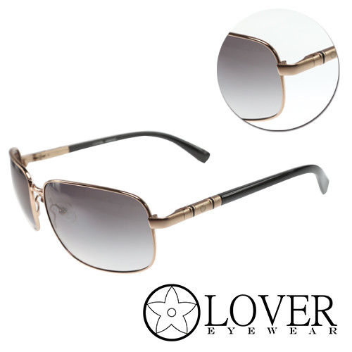 【Lover】精品長方金屬框藍色太陽眼鏡(9103-C01)