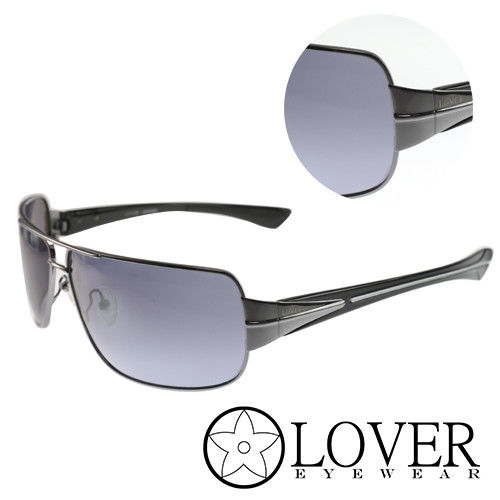 【Lover】精品方框藍色墨銀太陽眼鏡(9119-C01)