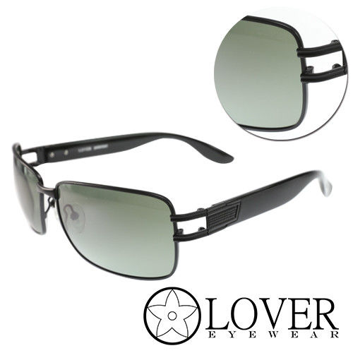 【Lover】精品方框墨綠亮黑太陽眼鏡(9301-C02)