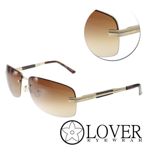 【Lover】精品半框金屬褐色太陽眼鏡(9123-C03)