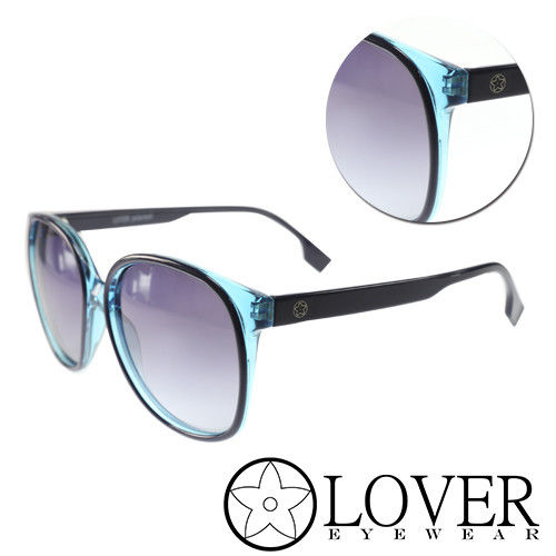 【Lover】時尚圓形透明藍色膠框太陽眼鏡(9358-3)