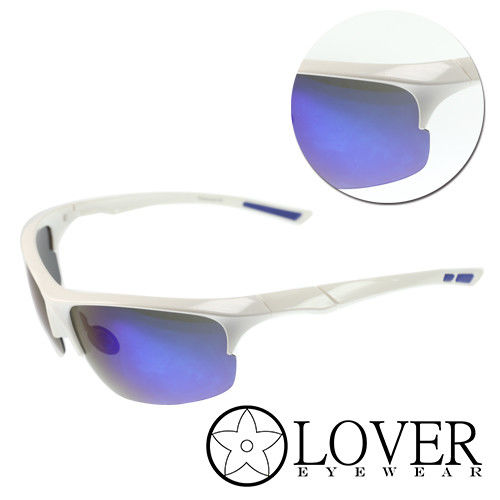 【Lover】偏光白藍太陽運動護目鏡(AT9345-白藍)