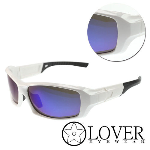 【Lover】偏光粗框白黑太陽運動護目鏡(AT9393-白黑)