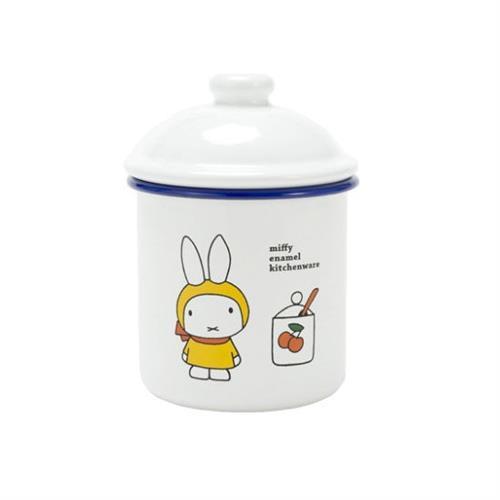 日本富士珐瑯 米菲兔 MIFFY 珐瑯含蓋 儲物罐 （黃衣小兔圖案）