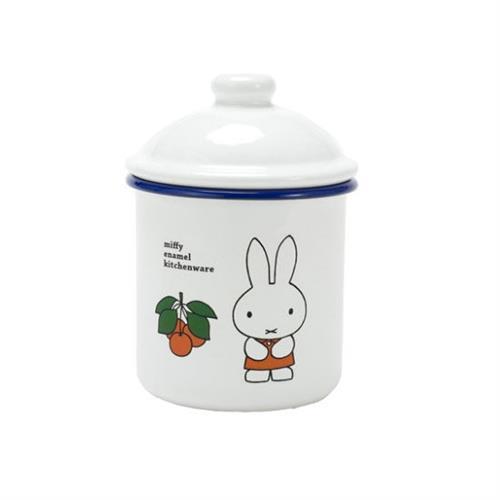 日本富士珐瑯 米菲兔 MIFFY 珐瑯 含蓋 儲物罐 （紅衣小兔圖案）