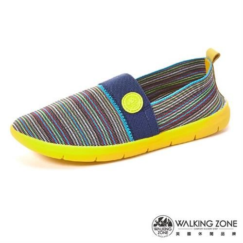 【WALKING ZONE】3D超彈力超細條紋女鞋COLOR RUN-黃(另有藍)
