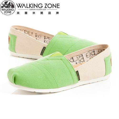 WALKING ZONE 悠閒步伐輕巧國民便鞋女鞋-綠亮(另有紅、藍綠)