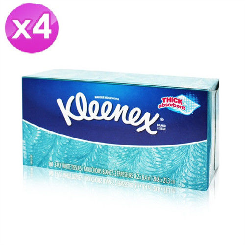 【美國 Kleenex】頂級柔韌盒裝面紙160抽(花色隨機出貨) 4入組