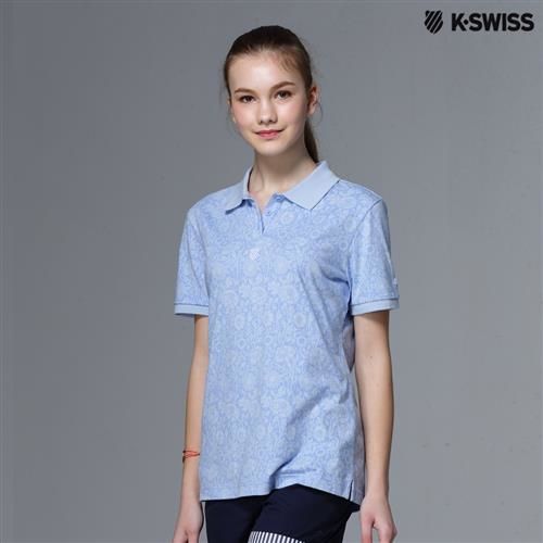 K-Swiss Allover Print Polo短袖Polo衫-女-天空藍  S-XXL