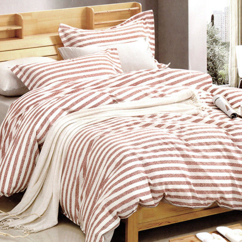 BELLE VIE 精梳棉加大床包兩用被五件組 宜家風格-紅