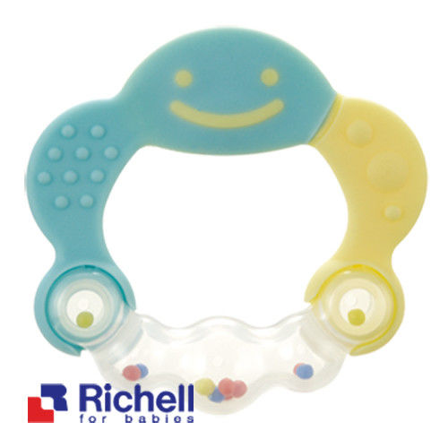 Richell日本利其爾 固齒器-水藍色有聲音(盒裝)
