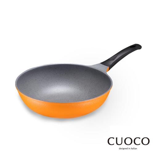 【CUOCO】韓國原裝時尚鈦石輕量炒鍋-28cm(含玻璃鍋蓋)