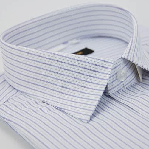 【金安德森】白底紫條紋窄版短袖襯衫