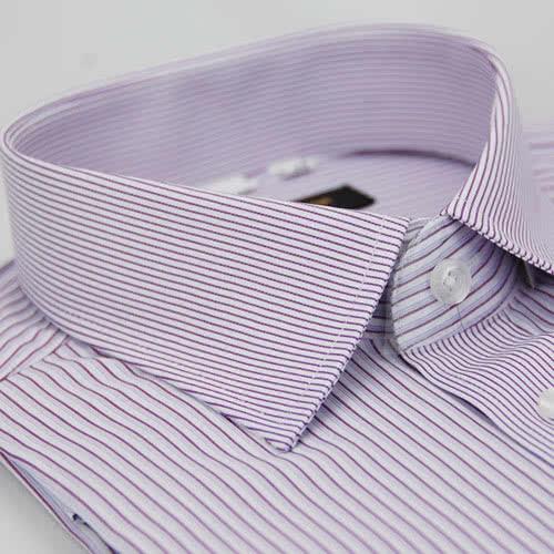 【金安德森】紫色粗細條紋變化領窄版短袖襯衫