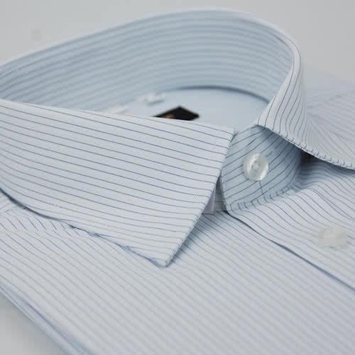 【金安德森】白底藍細紋窄版短袖襯衫