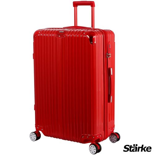 【德國設計Starke】A系列 28吋 PC+ABS 鏡面防爆拉鍊硬殼行李箱-紅色