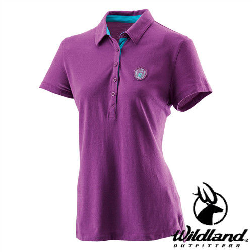 【荒野wildland】女有機棉本布領排汗衣 粉紫色 (0A21617-50)