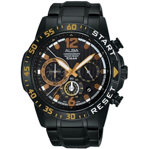 ALBA ACTIVE 活力運動計時腕錶-黑/44mm VD53-X239SD(AT3965X1)