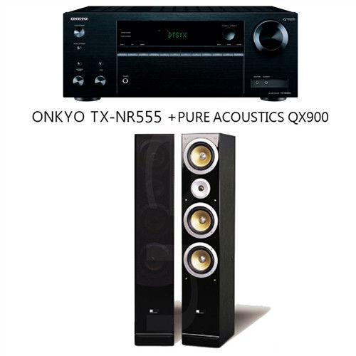 家庭劇院組 ONKYO TX-NR555 7.2聲道 影音擴大機 +Pure acoustics QX900 落地型喇叭