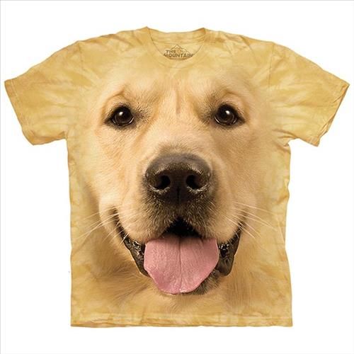 【摩達客】(預購) (男/女童裝)美國進口The Mountain 大黃金獵犬臉 純棉環保短袖T恤