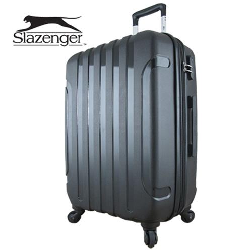 【英國 Slazenger 史萊辛格】 24吋 駭客直條紋行李箱/拉桿箱/旅行箱(爵士黑)-行動