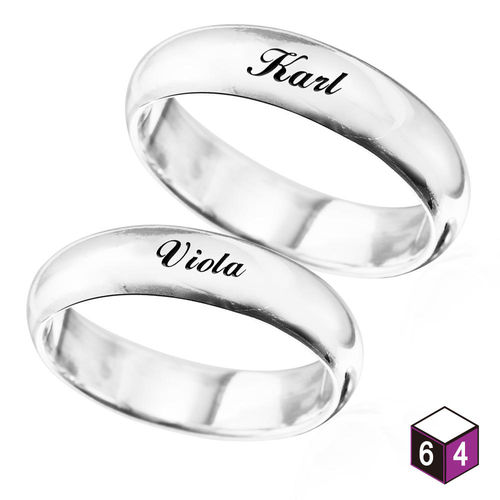 ART64 訂製戒指-情侶對戒 6mm弧形刻字  英文 文字 姓名 純銀戒指