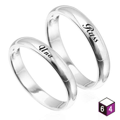 ART64 訂製戒指-情侶對戒 4mm弧形刻字  英文 文字 姓名 純銀戒指