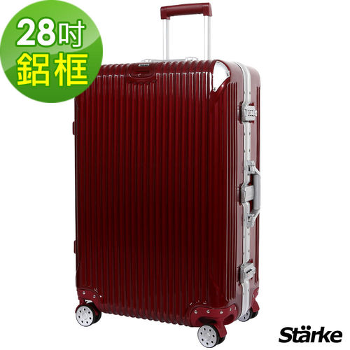 【德國設計Starke】28吋 B系列-鏡面鋁框 PC+ABS 硬殼行李箱  金屬紅