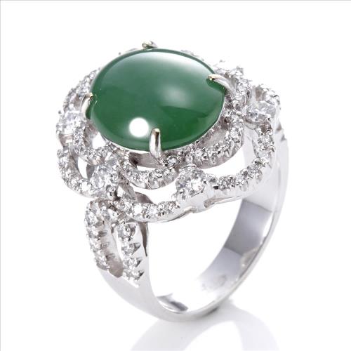 【絕世精品】Dolly 緬甸 GIA 玻璃種翡翠 18K金鑽石戒指