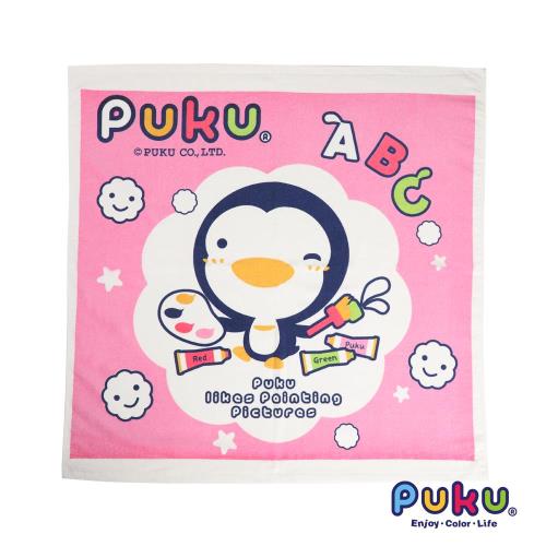 PUKU藍色企鵝 四方浴巾-90*90cm-粉色