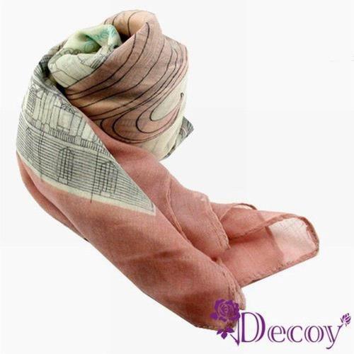 【Decoy】巴黎鐵塔＊風格紗質圍巾/粉