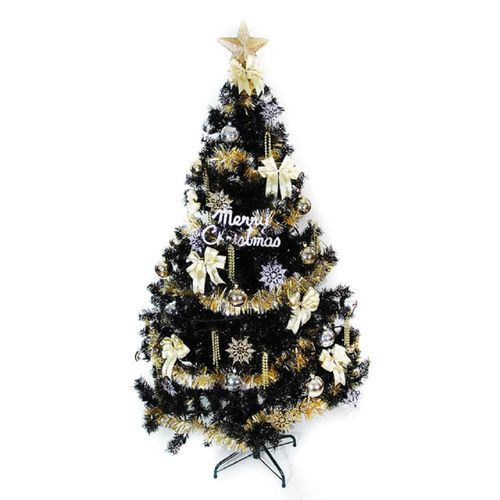 台灣製造4呎/4尺(120cm)時尚豪華版黑色聖誕樹(+金銀色系配件組)(不含燈)