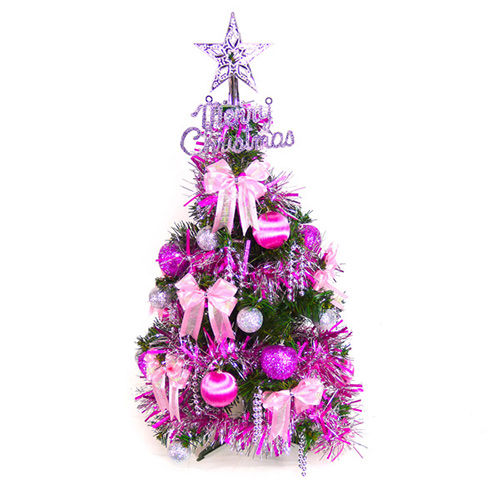 台灣製可愛2呎/2尺(60cm)經典裝飾聖誕樹(銀紫色系裝飾)