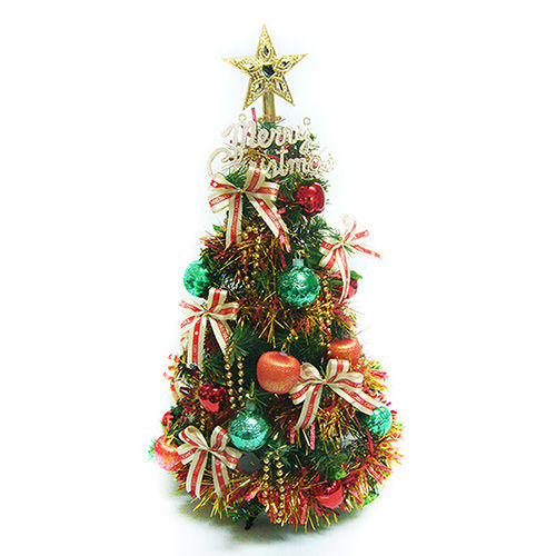 台灣製可愛2呎/2尺(60cm)經典裝飾聖誕樹(紅金色系裝飾)