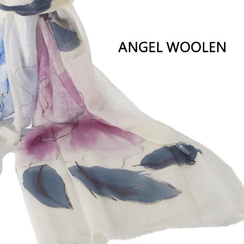 【Angel Woolen】羊絨手繪工藝披肩(孤挺花)