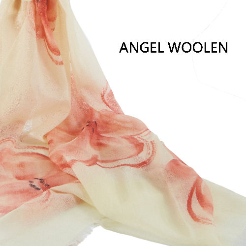 【Angel Woolen】羊絨手繪工藝披肩(櫻花)