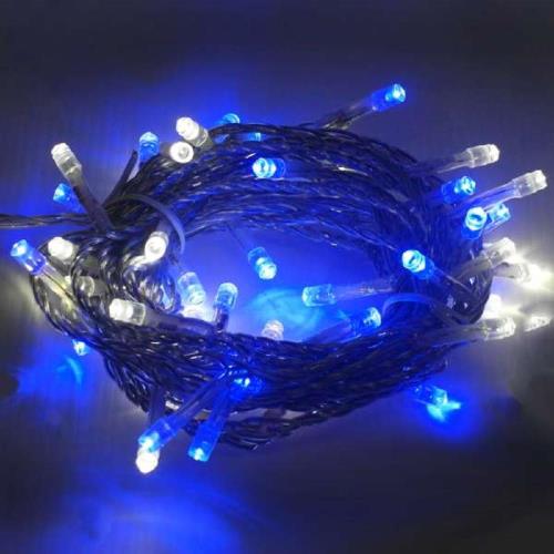聖誕燈50燈LED樹燈串 (藍白光透明線)(附控制器跳機)(高亮度又省電)