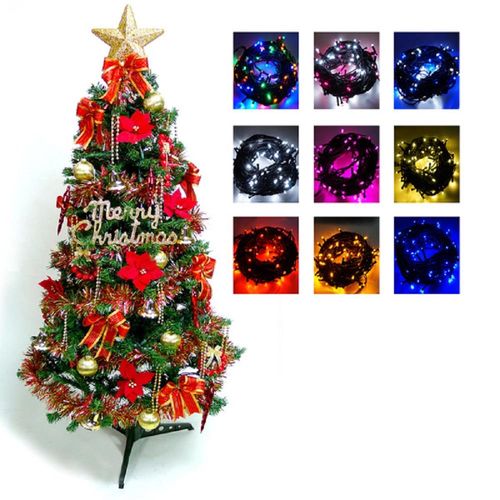超級幸福15尺/15呎(450cm)一般型裝飾綠聖誕樹  (+紅金色系配件組+100燈LED燈9串)(附控制器跳機)