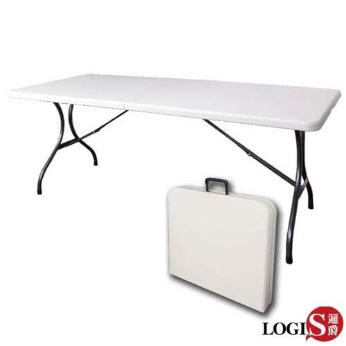 LOGIS~桌面可折多用途183*76塑鋼折合桌/會議桌/露營桌/野餐桌 ZK-183AD