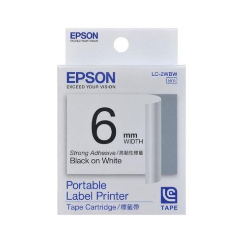 EPSON LC-2WBW  高黏性系列白底黑字標籤帶(寬度6mm)