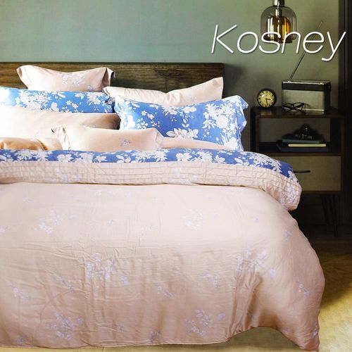 【KOSNEY】粉藍之夢  雙人100%天絲TENCE六件式兩用被床罩組