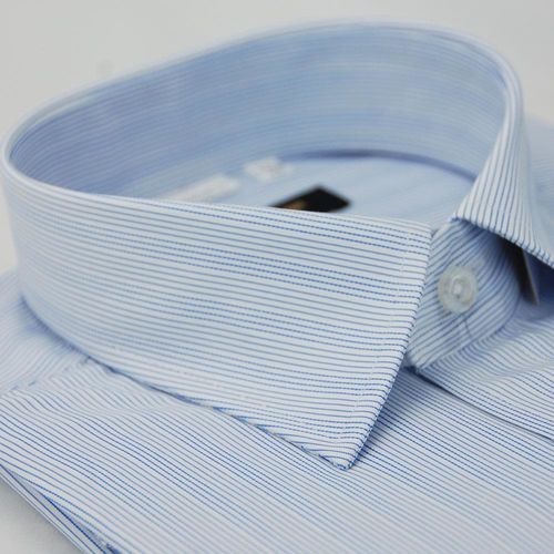 【金安德森】藍色深淺條紋窄版長袖襯衫