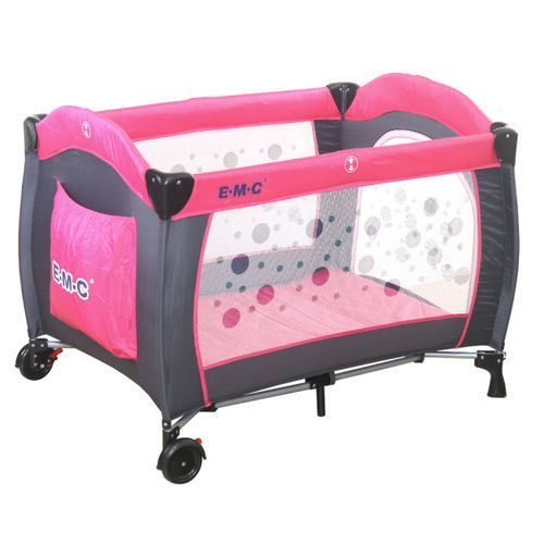EMC 嬰幼兒安全遊戲床(幸福紅) + 雙層架+尿布台