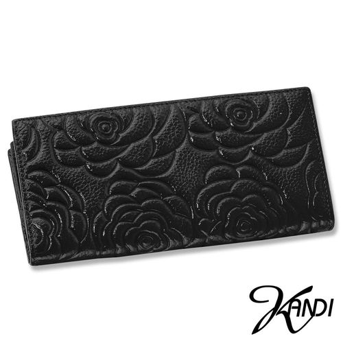 【KANDI】古典玫瑰壓紋牛皮長夾(共5色)