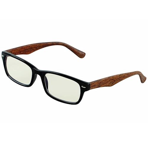 【APOLLO】日本濾藍光平光眼鏡-木紋駝+黑色(方框)
