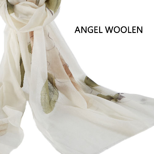 ANGEL WOOLEN  羊絨手繪工藝披肩 圍巾-水蓮