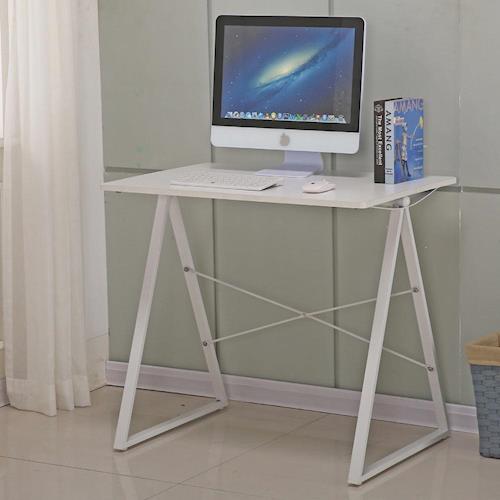 【ATHOME】簡約設計2.6尺木面白色書桌/電腦桌/工作桌(80X55X72)米典